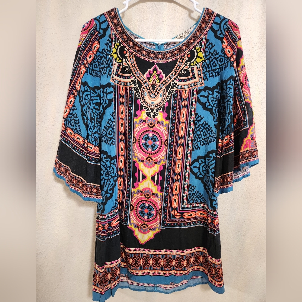Flying Tomato Women's Colorful Bohemian Mini Dress
